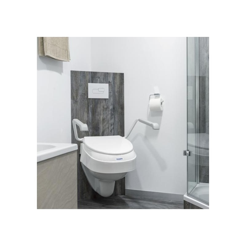 Toilet Seat Elevator With Lid and Armrests White Aquatec 900