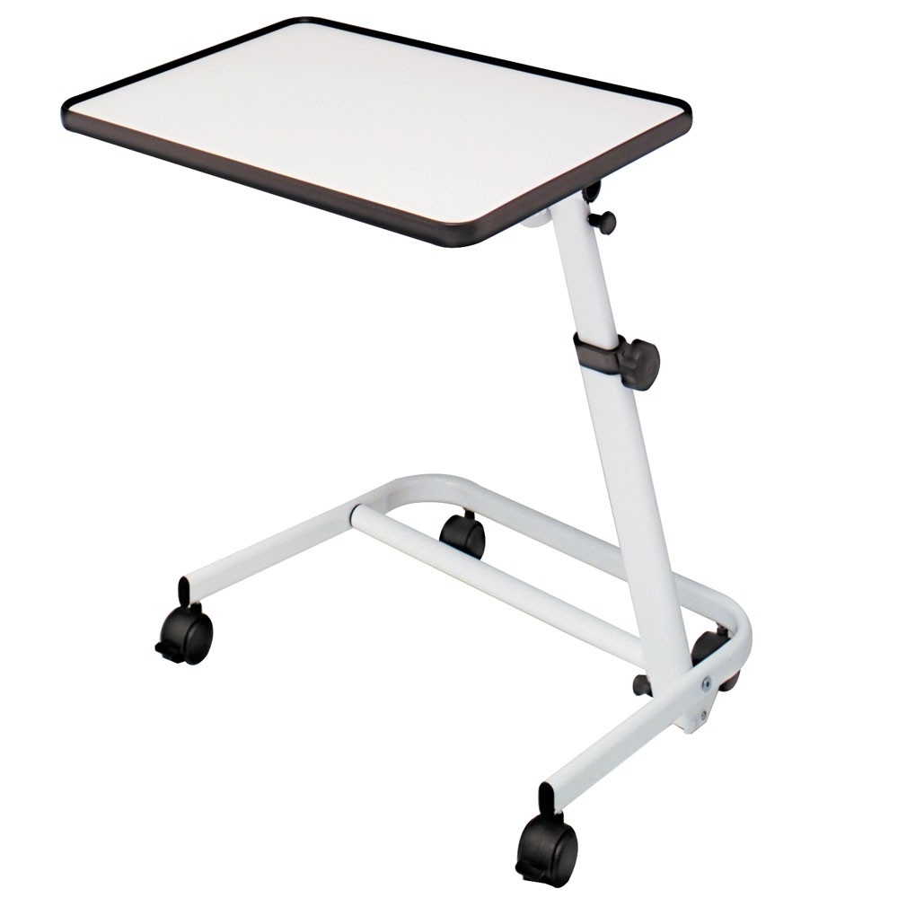 Bijzettafel inklapbaar, voor bed, verstelbaar, wielen en rem, wit (Herdegen)