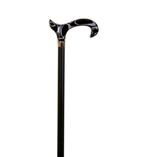 Wandelstok, kruk, handvat van methacrylaat, zwart, 92 cm