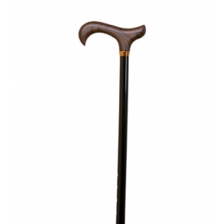 Verlengbare wandelstok | Aluminium | Met houten handvat | Zwarte kleur