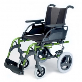 Breezy Style (formerly the 300) wheelchair in aluminium and in green with small 12" wheels