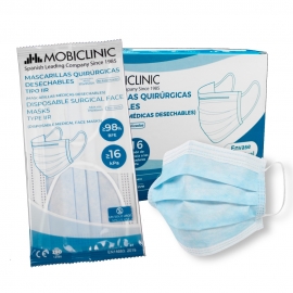 50 Chirurgische Maskers IIR | Enkelvoudige verpakking | Wegwerpverpakking | 0,19€ | 3 lagen | Doos van 50 stuks | Mobiclinic