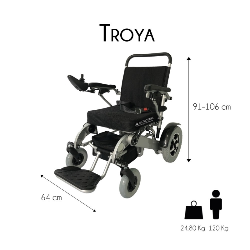 Beneden afronden wassen Calligrapher Opvouwbare elektrische rolstoel | 34 km | Aluminium | 24V Licht gewicht |  Veilig en comfortabel | Troya | Mobiclinic