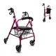 Rollator | Inklapbaar en verstelbaar | Aluminium | 4 wielen | Met remmen | Mandje en zitting | Roze | Escorial | Mobiclinic - Foto 1