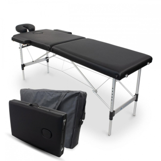 Massagetafel inklapbaar | Opvouwbaar | Aluminium | Draagbaar| 186x60 cm | Zwart | CA-01 Light | Mobiclinic