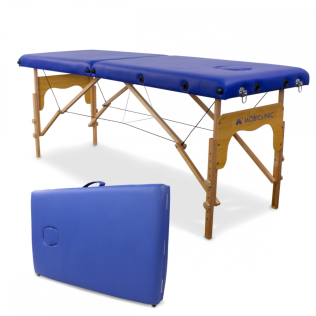 Inklapbare massagetafel | Hout | Draagbaar | 180x60 cm | Massage | Blauw | CM-01 BASIC | Mobiclinic