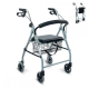 Rollator | Opvouwbaar | Aluminium | 4 wielen | Remmen op handvaten | Zitting en rugleuning | Sinagoga | Grijs | Mobiclinic - Foto 1