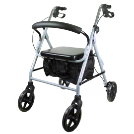 Rollator voor ouderen met 4 wielen | Verstelbaar en opvouwbaar | Met rugleuning en zitting | Grijs | Sofia | Mobiclinic
