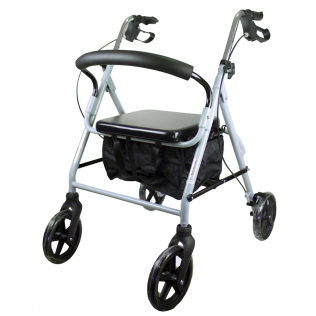 Rollator voor ouderen met 4 wielen | Verstelbaar en opvouwbaar | Met rugleuning en zitting | Grijs | Sofia | Mobiclinic