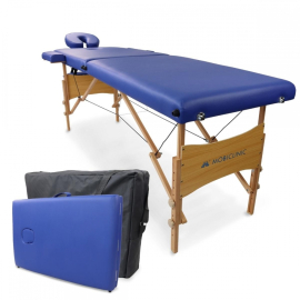 Massagetafel inklapbaar | Draagbaar | Hout | 186x60 cm | Blauw | CM-01 Light | Mobiclinic