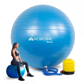 Pilates bal | 58 cm | Anti-slip | Anti-punctuur | Inclusief inflator | Wasbaar | Blauw | PY-01 |Mobiclinic
