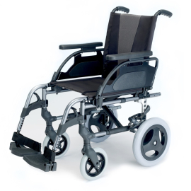 Breezy Style (formerly the 300) wheelchair in aluminium and in selenium grey with small 12" wheels