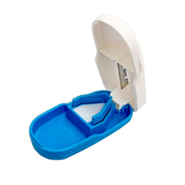 Pill Cutter, Container, Blue and White