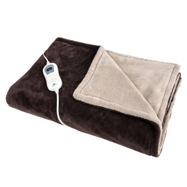 Elektrische deken met afstandsbediening | 160x120 cm | Bruin | Regelbare temperatuur | Mobiclinic