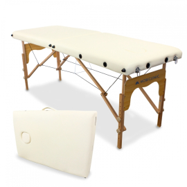 Inklapbare massagetafel | Hout | Draagbaar | 180x60 cm | Crème | CM-01 BASIC | Mobiclinic