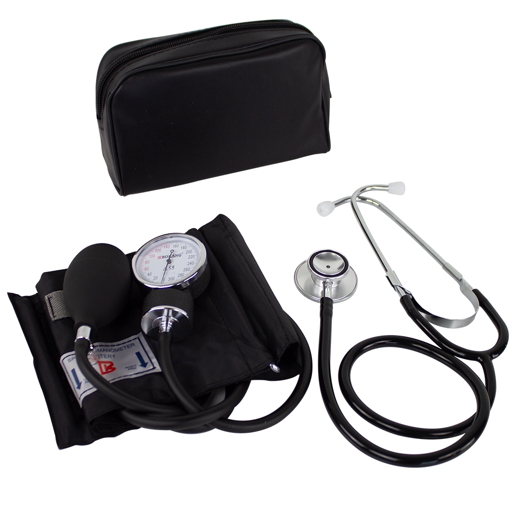 Handmatige armbloeddrukmeter & stethoscoop pack, stethoscoop met dubbele bel van aluminium, mobiclinic