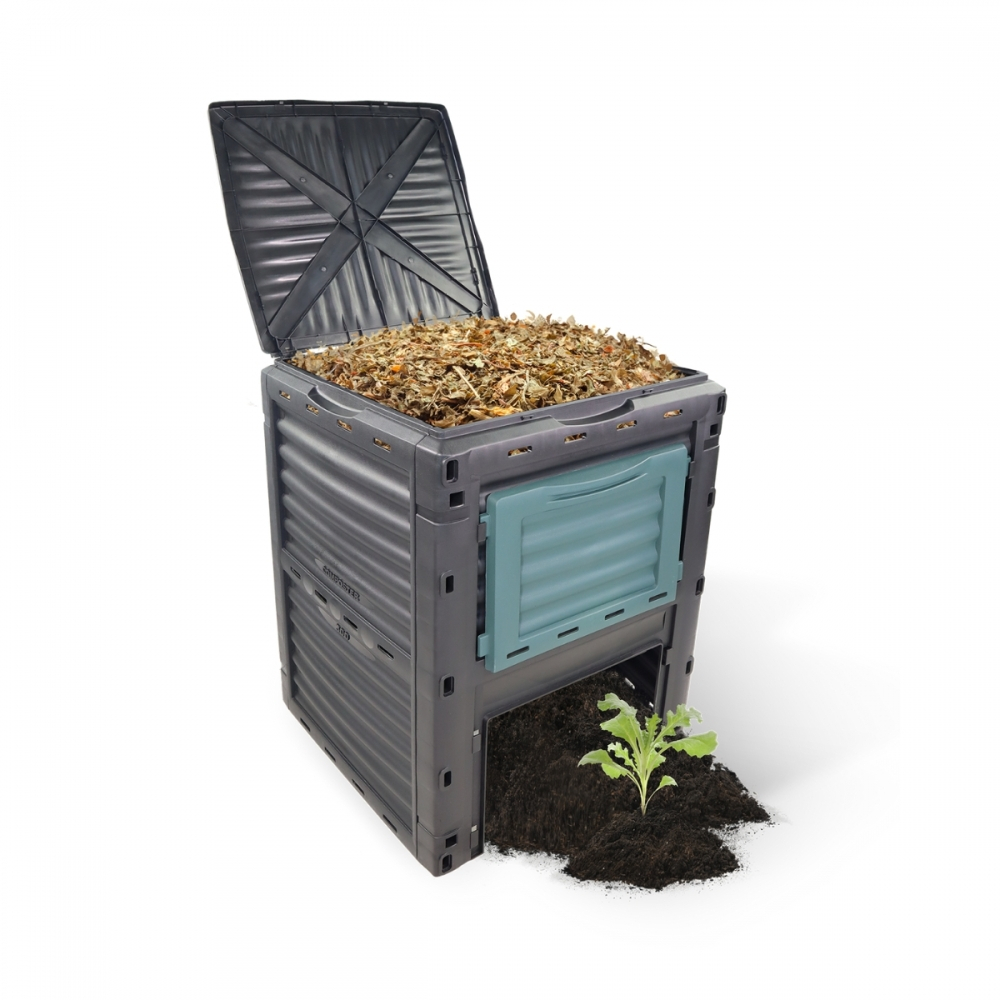 Composter, afvaltransformator, voor tuin, zonder gereedschap, milieuvriendelijk, 300 liter, biobin, mobiclinic