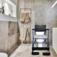 Toiletstoel met wieltjes en deksel | Opklapbare voetsteun en afneembare armleuningen | Blauw | Barco | Mobiclinic - Foto 4