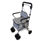 Boodschappen trolley rollator | Vier wielen | Rugleuning, zitting en mandje | Ruitjes print - Foto 1