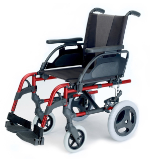 Breezy Style (formerly the 300) wheelchair in aluminium and in red with small 12" wheels