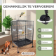 XL Vogelkooi | 95 x 43 x 61,5 cm | 8 Deuren | Voer- en drinkbakjes | Wielen | Uitneembare lade | Ninfa | Mobiclinic - Foto 6