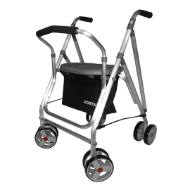 Rollator met zitje | Aluminium | 4 wielen | Grijs | Kanguro HD | FORTA