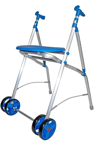 Rollator met wielen, opvouwbaar, aluminium, stoel, blauw, ara-c, forta