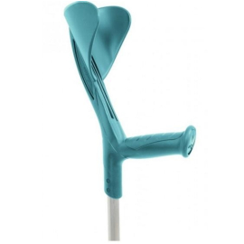 Orthopaedic Walking Crutch | Adjustable-Height | Ergonomic Handles | Aluminum | Turquoise | Evolution Fun