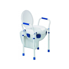 Toilet Seat Elevator with Lid, Adjustable Legs and Armrests, Up to 150 Kg