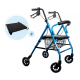 Pack Escorial Plus | Opvouwbare rollator | Blauw | Remmen op hendels | Anti-decubituskussen | Visco-elastisch | Mobiclinic - Foto 1