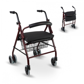 Set van opvouwbare rolstoel en anti decubitus kussen voor rolstoelen | Aluminium| Bordeaux | Prado Plus | Mobiclinic