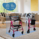 Pack Escorial Plus | Opvouwbare rollator | Roze | Remmen op hendels | Anti-decubituskussen | Visco-elastisch | Mobiclinic - Foto 6