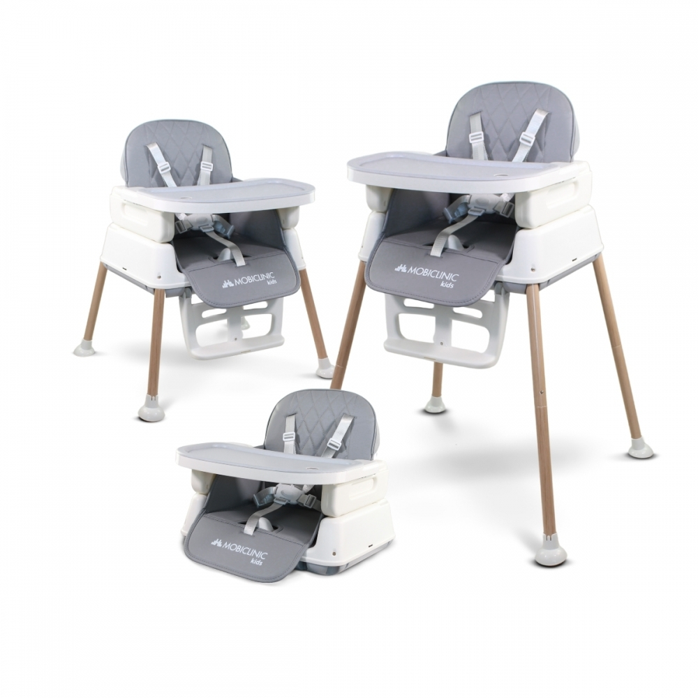 Kinderstoel, evolutionair, opvouwbaar, 3 in 1, verstelbaar dienblad, veiligheidsbanden, reizen, spel, kiara, mobiclinic