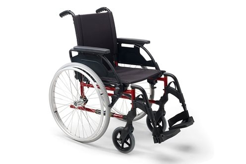 Breezy premium (formerly 250) foldable wheelechair in red, with 24" wheels (Sunrise)