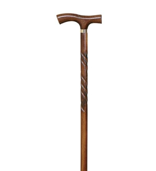 Wandelstok, klassiek, uitgesneden beuk, eendelig