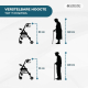 Rollator lichtgewicht | Inklapbaar en verstelbaar | Aluminium | Met mandje en zitting | Bordeaux | Escorial | Mobiclinic - Foto 1