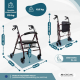 Rollator lichtgewicht | Inklapbaar en verstelbaar | Aluminium | Met mandje en zitting | Bordeaux | Escorial | Mobiclinic - Foto 2