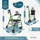 Rollator | Inklapbaar en verstelbaar | Aluminium | Met mandje en zitting | Met remmen | Groen | Escorial | Mobiclinic - Foto 2