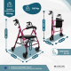 Rollator | Inklapbaar en verstelbaar | Aluminium | 4 wielen | Met remmen | Mandje en zitting | Roze | Escorial | Mobiclinic - Foto 2