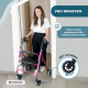 Rollator | Inklapbaar en verstelbaar | Aluminium | 4 wielen | Met remmen | Mandje en zitting | Roze | Escorial | Mobiclinic - Foto 6