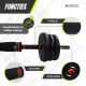 Paar halters van 20 kg | Verstelbaar | 4 in 1 | Kettlebell-opzetstuk | Verbindingsstang | Draagbaar | Mobimax | Mobiclinic - Foto 5