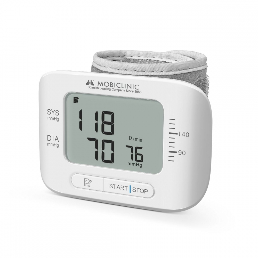 Bloeddrukmeter voor de pols, lcd-scherm, compact, geheugen, detectie van onregelmatige hartslag, vitalpress, mobiclinic