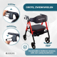Bariatrische rollator | Opvouwbaar | Tot 204 kg | Versterkt aluminium | Remmen | 360º wielen | Mand | Madeira | Mobiclinic - Foto 7