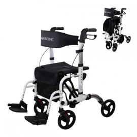 Rollator met voetensteun | Opvouwbaar | Aluminium | Remmen op hendels | 360º wielen | Tas | Stokhouder | Ibiza | Mobiclinic