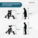 Rollator met voetsteun en rugleuning | Opvouwbaar | Aluminium | Remmen | 360º wielen | Tas | Stokhouder | Ibiza | Mobiclinic - Foto 2