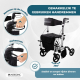Rollator met voetensteun | Opvouwbaar | Aluminium | Remmen op hendels | 360º wielen | Tas | Stokhouder | Ibiza | Mobiclinic - Foto 6