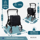 Opvouwbare rollator | Winkelwagen | Remsysteem | Verstelbare hoogte | Enkelvoudige hendel | XXL-tas | Formen | Mobiclinic - Foto 2