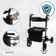 4-wiel rollator | Opvouwbaar | Aluminium | Remmen op hendels | Zitting en rugleuning | Trajano | Deluxe | Mobiclinic - Foto 4