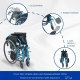 Składany wózek inwalidzki | Aluminium | Dzielone oparcie | Składane podłokietniki | Niebieski | Bolonia | Mobiclinic - Foto 2