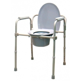 Cadeira com sanita | Elevador regulável em altura | Apoio de braços e enconsto regulável em altura